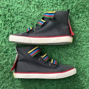 Boden dark gray Kids Sneakers with Multicolor velcro Straps rocket ship back